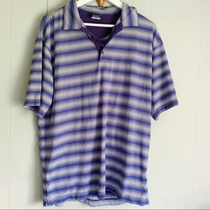 NIKE Golf Mens Dri-fit Training Athetic Polo Top Purple Stripe L